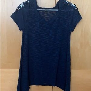 Navy blue sweater w/ lace sleeves